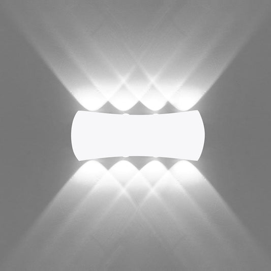 Kawell 8W Modern Wall Sconces LED Wall Light Up Down Indoor Outdoor Aluminum Wall Lamp LED Waterproof IP65 for Bedroom Living Room Bathroom Stairs Hallway Corridor Porch, White 6000K