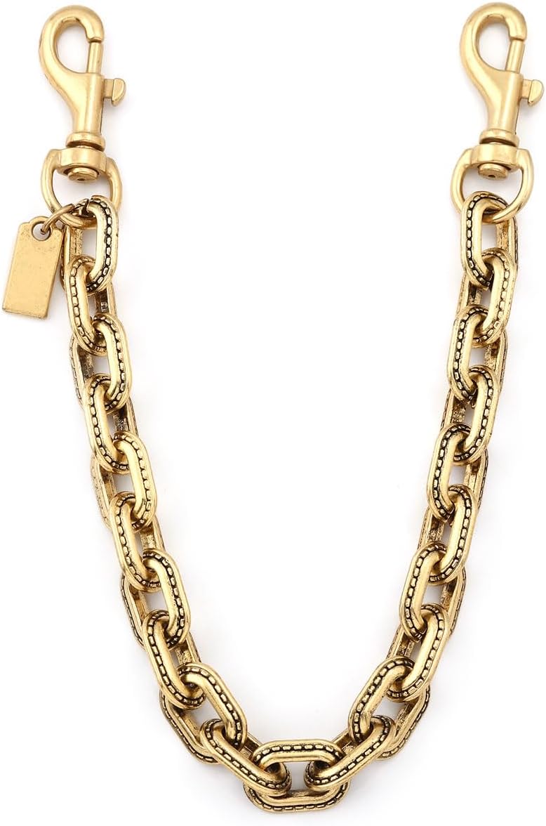 FunBoat Chunky Decorative Purse Chain with Double Clips - Short Antique Gold Bag Accent for Handbags & Totes