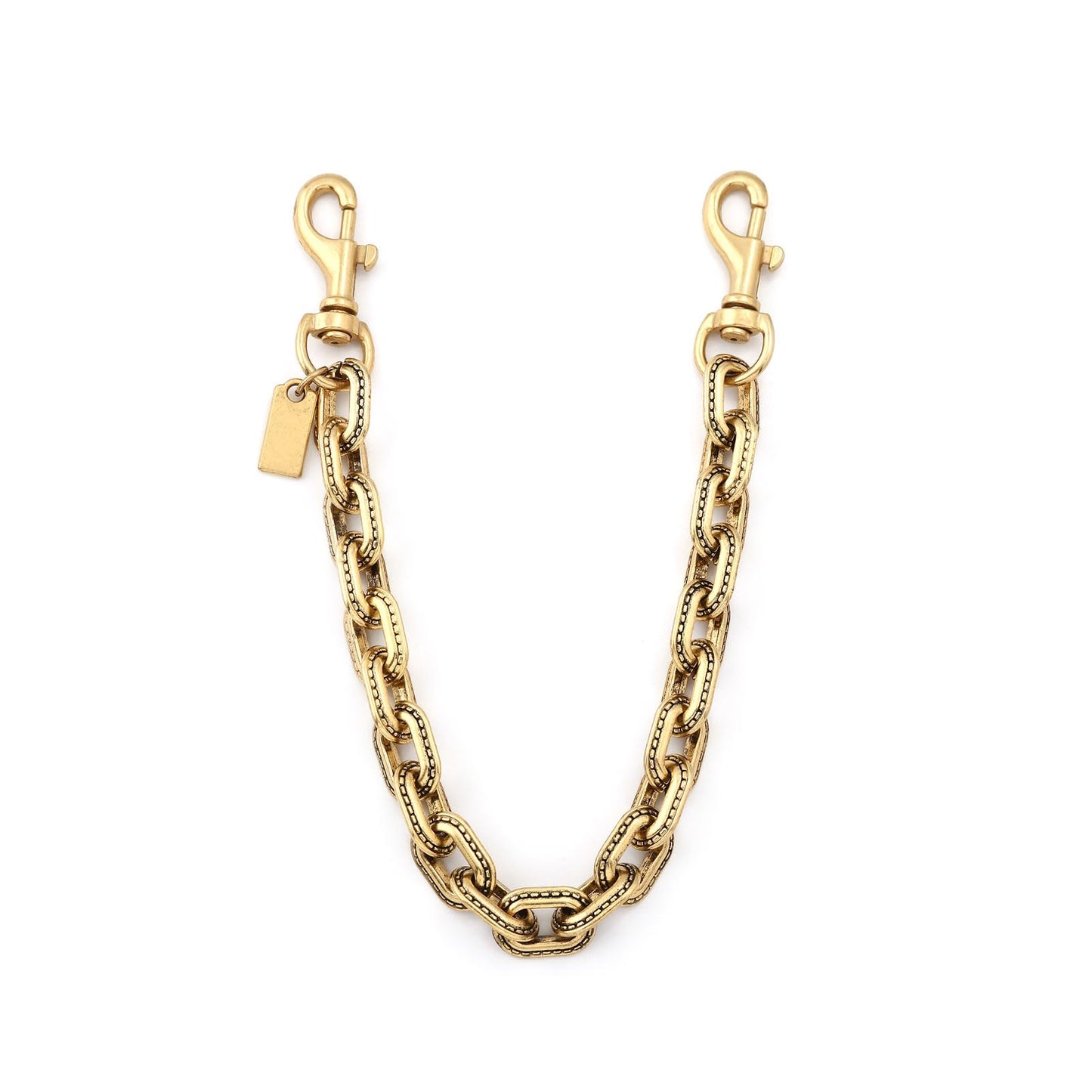 FunBoat Chunky Decorative Purse Chain with Double Clips - Short Antique Gold Bag Accent for Handbags & Totes