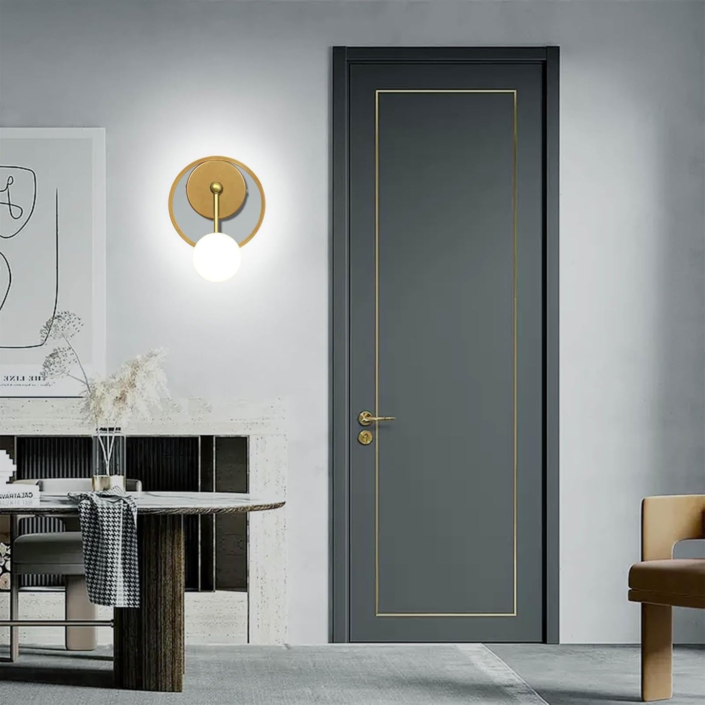 KAWELL Modern LED Wall Sconce 18W - 360° Rotatable Wall Light Fixture with Clock Design for Bedroom, Living Room & Hallway