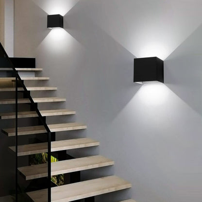 Kawell 24W Modern Wall Sconce Light LED Wall Lamp Waterproof IP65 Aluminum LED Wall Light Adjustable Beam Angle Indoor Outdoor for Bathroom Living Room Bedroom Hallway Corridor Stairs, Black 6000K