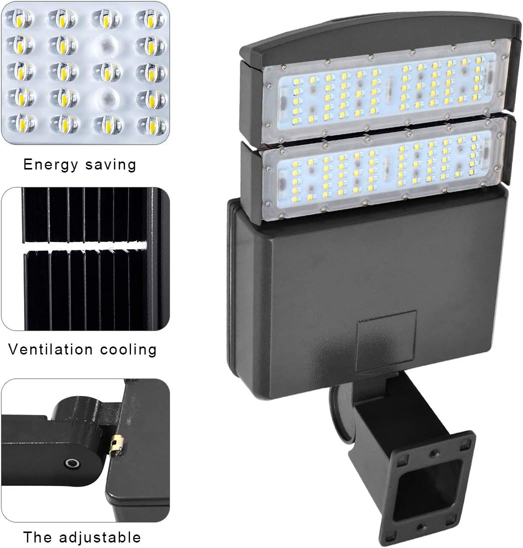 KAWELL 100W LED Parking Lot Light - 12000LM Commercial Outdoor Shoebox Lighting 5000K