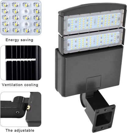 KAWELL 100W LED Parking Lot Light - 12000LM Commercial Outdoor Shoebox Lighting 5000K