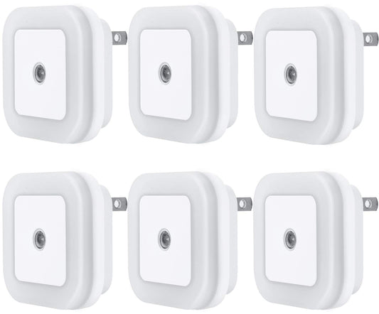 KAWELL LED Night Light with Dusk-to-Dawn Smart Sensor – 0.5W, Daylight White, Plug-In, 6-Pack