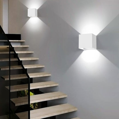 Kawell 12W Modern Wall Sconce Light LED Wall Lamp Waterproof IP65 Aluminum LED Wall Light Adjustable Beam Angle Indoor Outdoor for Bathroom Living Room Bedroom Hallway Corridor Stairs, White 6000K
