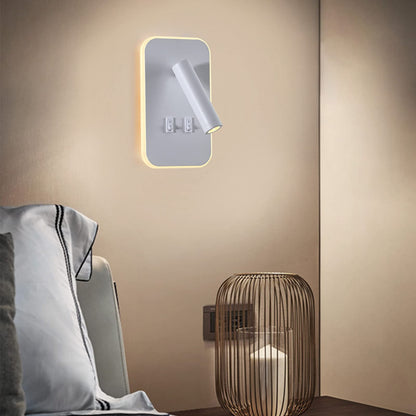 Kawell 2 in 1 8W Modern LED Wall Sconces Indoor LED Wall Light with Switch 350° Swivel 3W LED Reading Wall Spotlight LED Wall Lamp for Bedroom Bedside Living Room Study Room, White 3000K