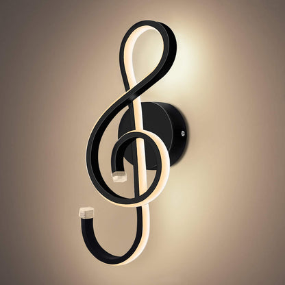 Kawell 22W Indoor LED Wall Light Modern LED Wall Sconce Light Creative Wall Lamp LED Music Symbol Art Decoration for Bedroom Living Room Cafe Lounge Stairs Corridor, Black 3000K