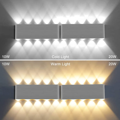 Kawell 20W Modern Wall Sconce LED Wall Light Up Down Indoor LED Wall Lamp Aluminum for Bedroom Living Room Bedside Stairs Hallway Corridor, 6000K