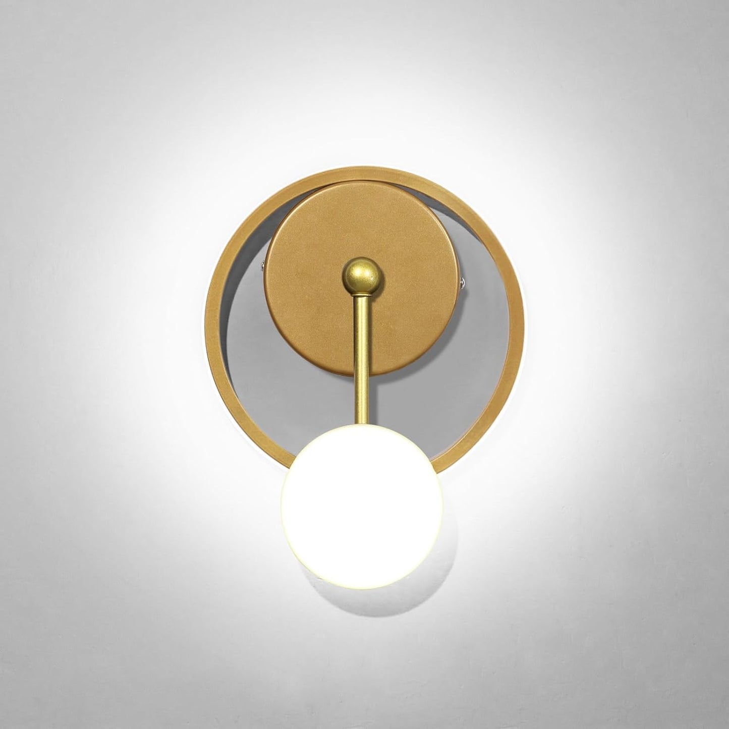 KAWELL Modern LED Wall Sconce 18W - 360° Rotatable Wall Light Fixture with Clock Design for Bedroom, Living Room & Hallway