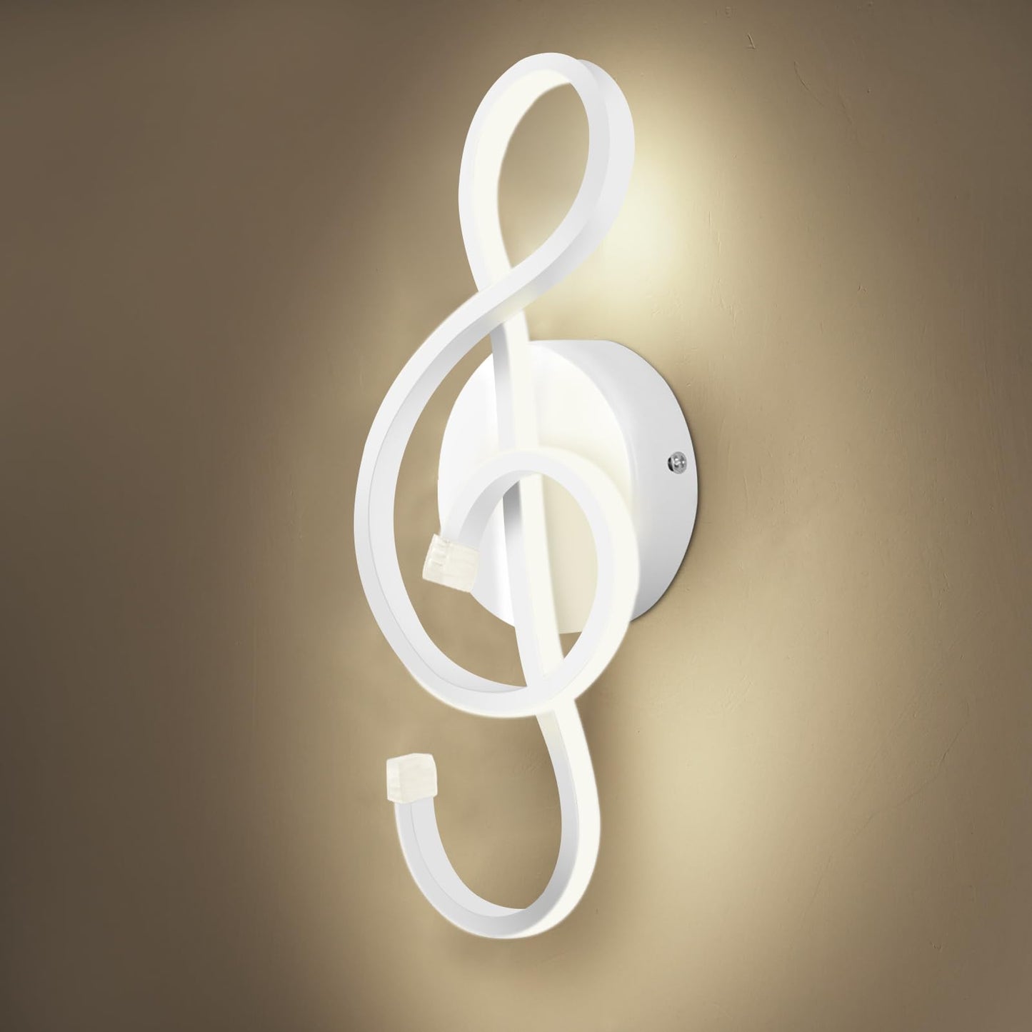 Kawell 22W Indoor LED Wall Light Modern LED Wall Sconce Light Creative LED Wall Lamp Music Symbol Art Decor for Bedroom Cafe Living Room Lounge Corridor Stairs, White 4500K