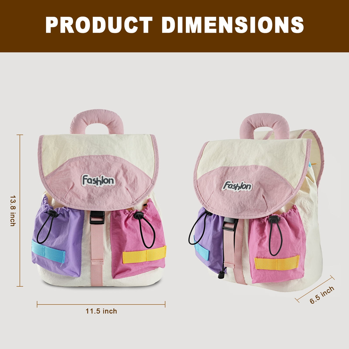 URSOFINE Color Block Drawstring Backpack Lightweight Large Capacity Casual Daypack