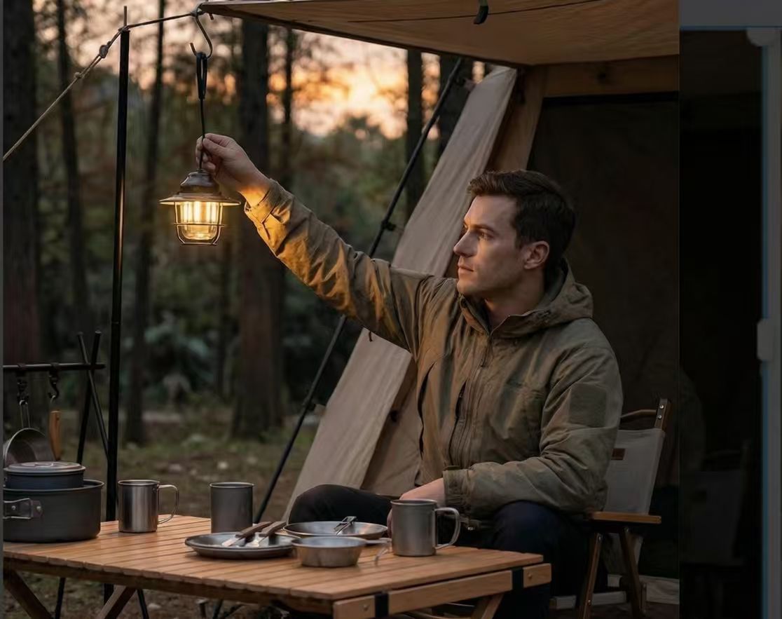 Pine Cone LED Camping Light – Waterproof Hanging Tent Lamp with Long Battery Life
