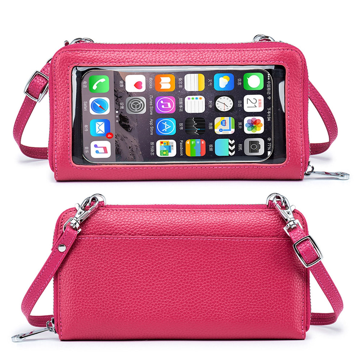 KAWELL Crossbody Cell Phone Purse for Women Genuine Leather Shoulder Handbag with Adjustable Strap