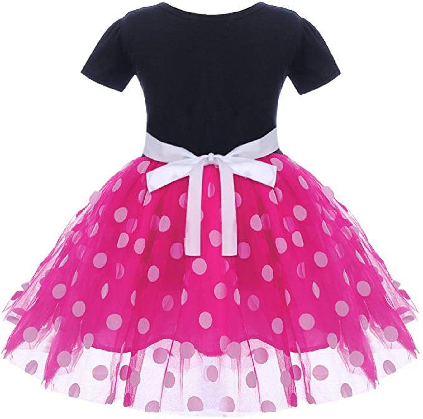 KAWELL Mini Costume for Girls with Mouse Ear Headband, Polka Dot Dress, Child/Toddler, 18-24M
