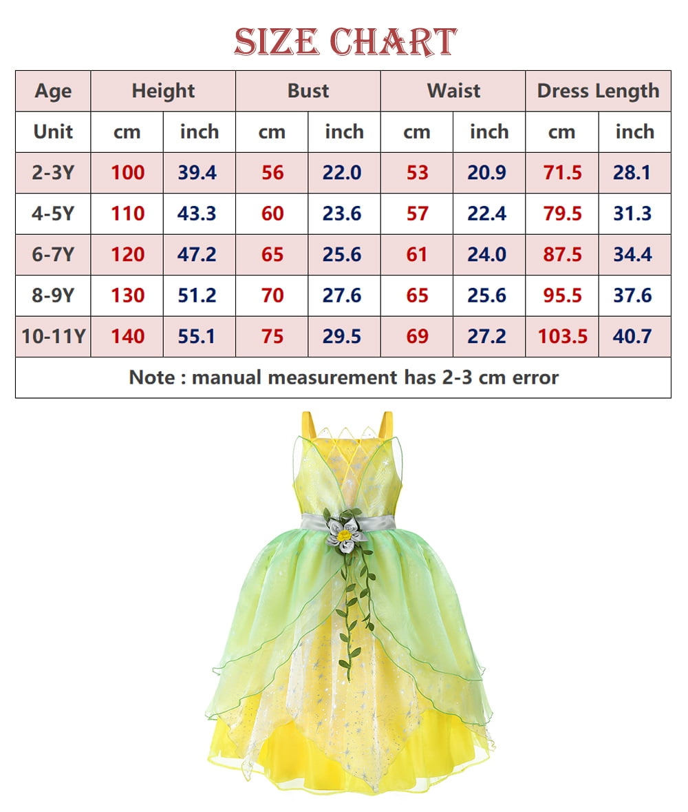 KAWELL Deluxe Princess Tiana Costumes Dress Up Fancy Gown Cosplay Halloween Party