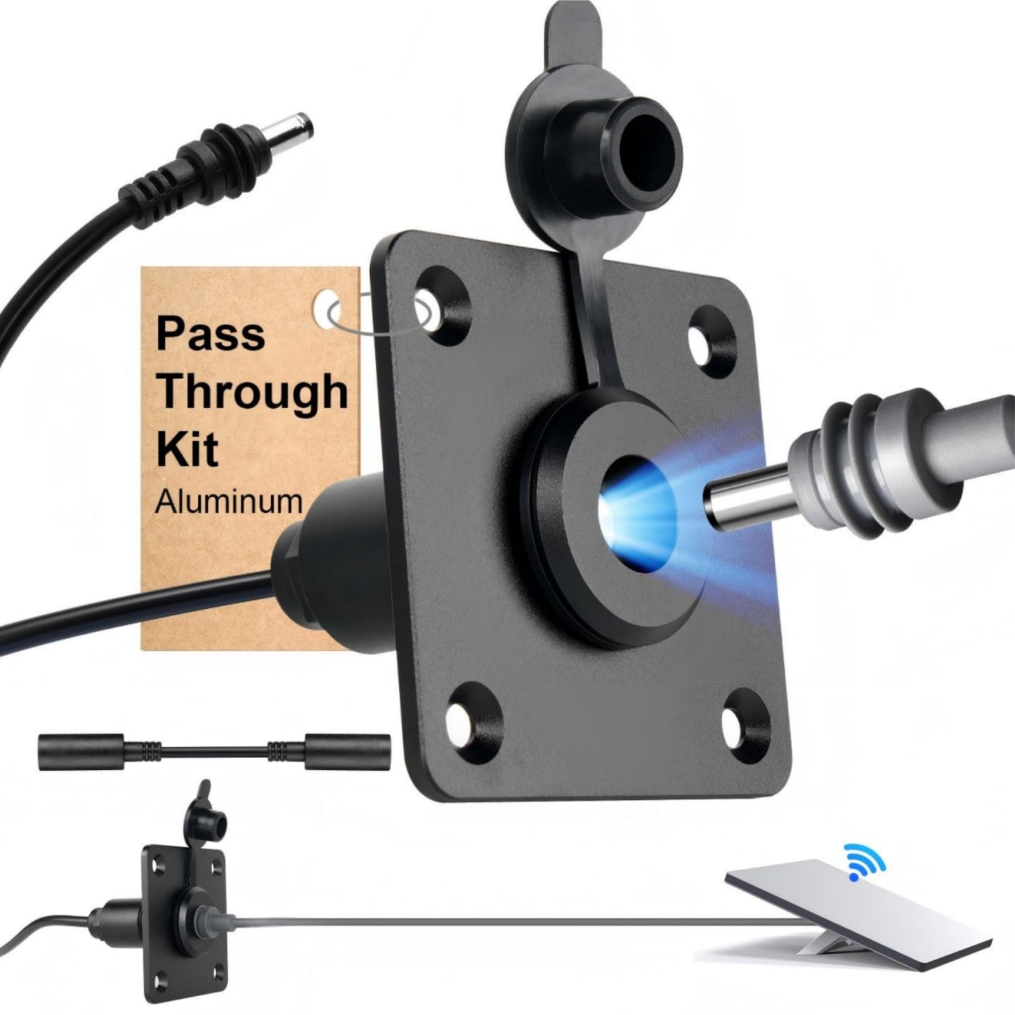 Starlink Mini Wall Pass Through Socket, Bulit in Power Booster | IP67 Waterproof, All Aluminum, Stable 30V Output, 12V Adapter with DC 12V to 30V Step-Up Converter, RV Camper Van Boat Use
