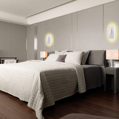 Kawell 2 in 1 8W Modern LED Wall Sconces Indoor LED Wall Light with Switch 350° Swivel 3W LED Reading Wall Spotlight LED Wall Lamp for Bedroom Bedside Living Room Study Room, White 3000K