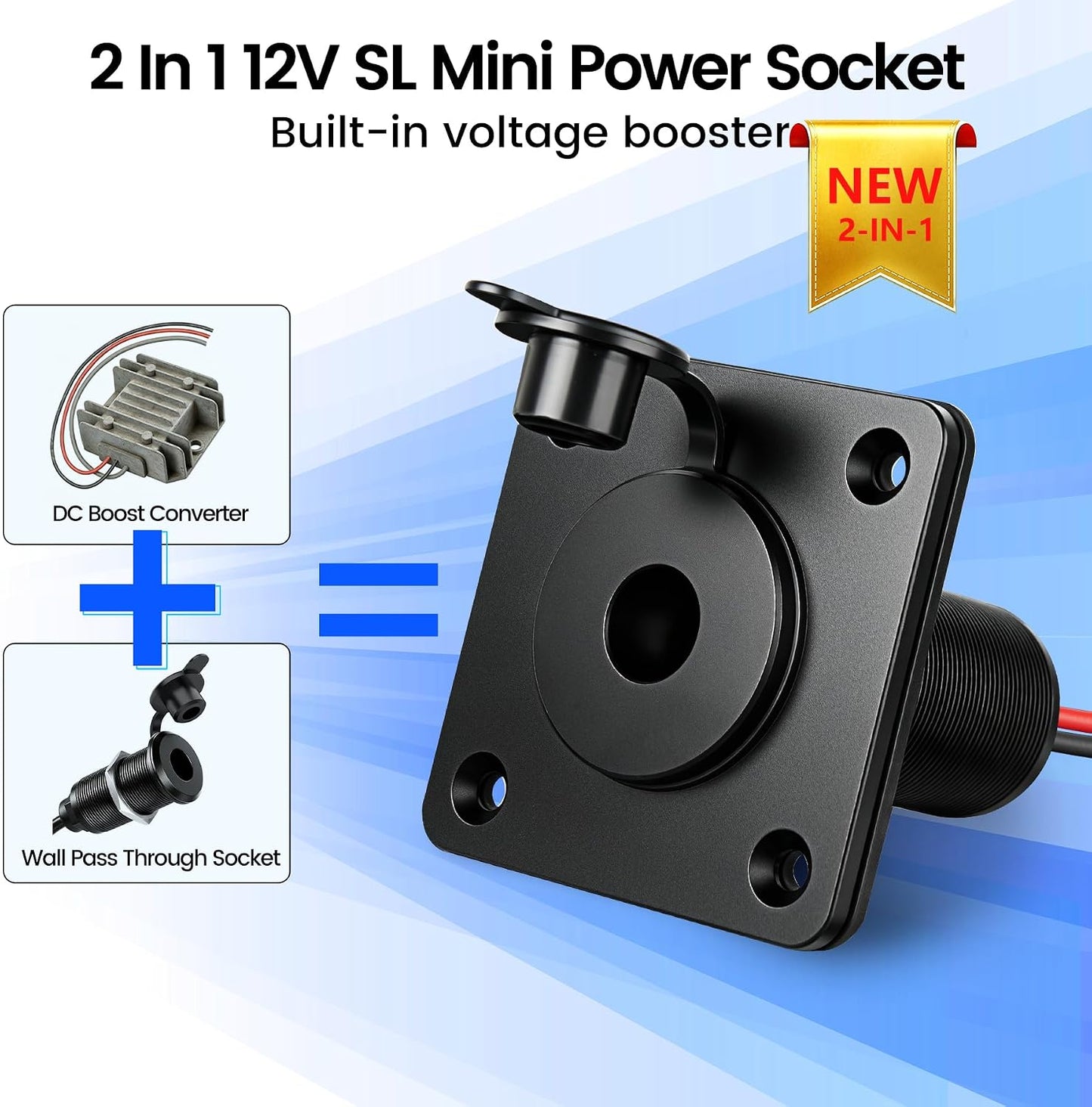 Starlink Mini Wall Pass Through Socket, Bulit in Power Booster | IP67 Waterproof, All Aluminum, Stable 30V Output, 12V Adapter with DC 12V to 30V Step-Up Converter, RV Camper Van Boat Use