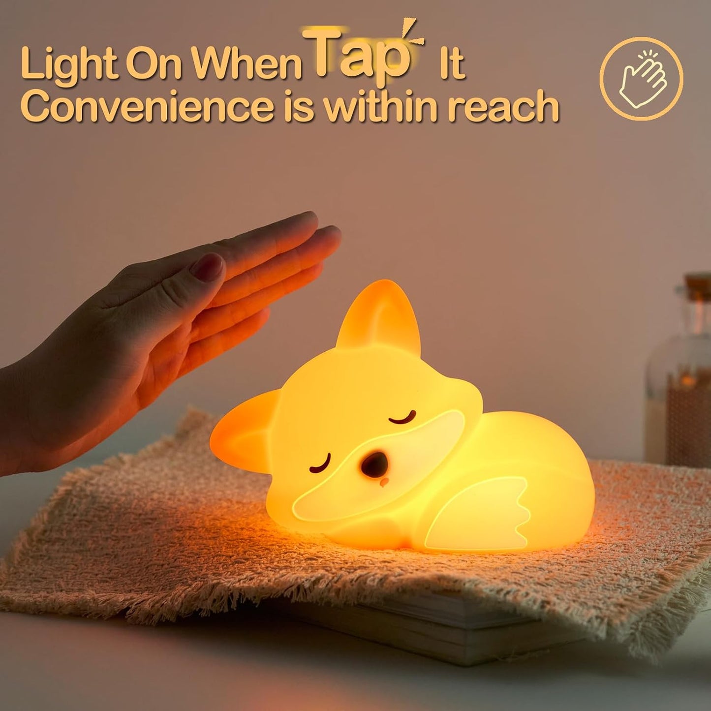 Fox Night Light for Kids | Squishy Silicone Animal Lamp, Dimmable, BPA-Free