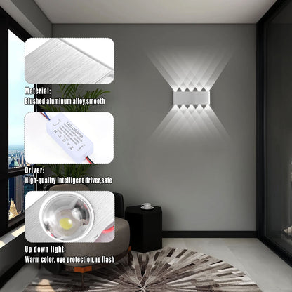 Kawell 20W Modern Wall Sconce LED Wall Light Up Down Indoor LED Wall Lamp Aluminum for Bedroom Living Room Bedside Stairs Hallway Corridor, 6000K
