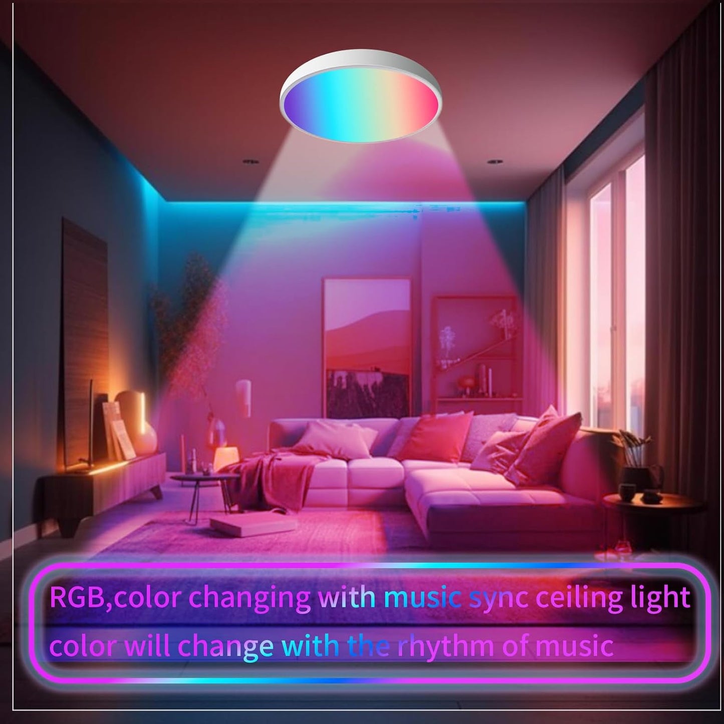 KAWELL HomeKit Smart LED Ceiling Light – RGBCW Color Changing, 24W Dimmable, Works with Apple HomeKit, Alexa & Google Home