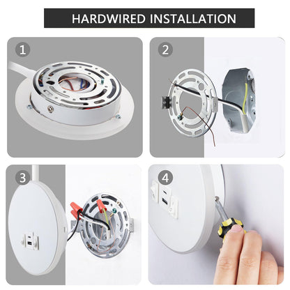 Kawell Modern LED Wall Sconce with Switch Swivel Bedside Reading Spotlight Hardwired 9W+3W LED Wall Light with USB & Type-C Ports Indoor for Bedroom Study Living Room, White