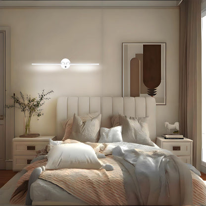 Kawell 12W Modern LED Wall Light with Switch Indoor LED Wall Sconce Hardwired LED Wall Lamp Bar with 300° Rotatable Lamp Arms for Living Room Background Wall Bedroom Hallway Aisle, White 6000K
