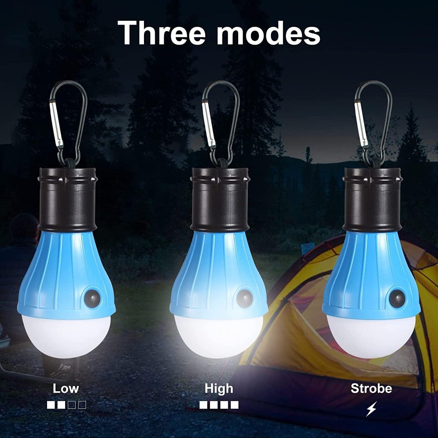 KAWELL LED Camping Tent Lantern – Portable, IPX4 Waterproof, 3 Modes, Hook Clip, Battery Powered (4 & 5 Pack)