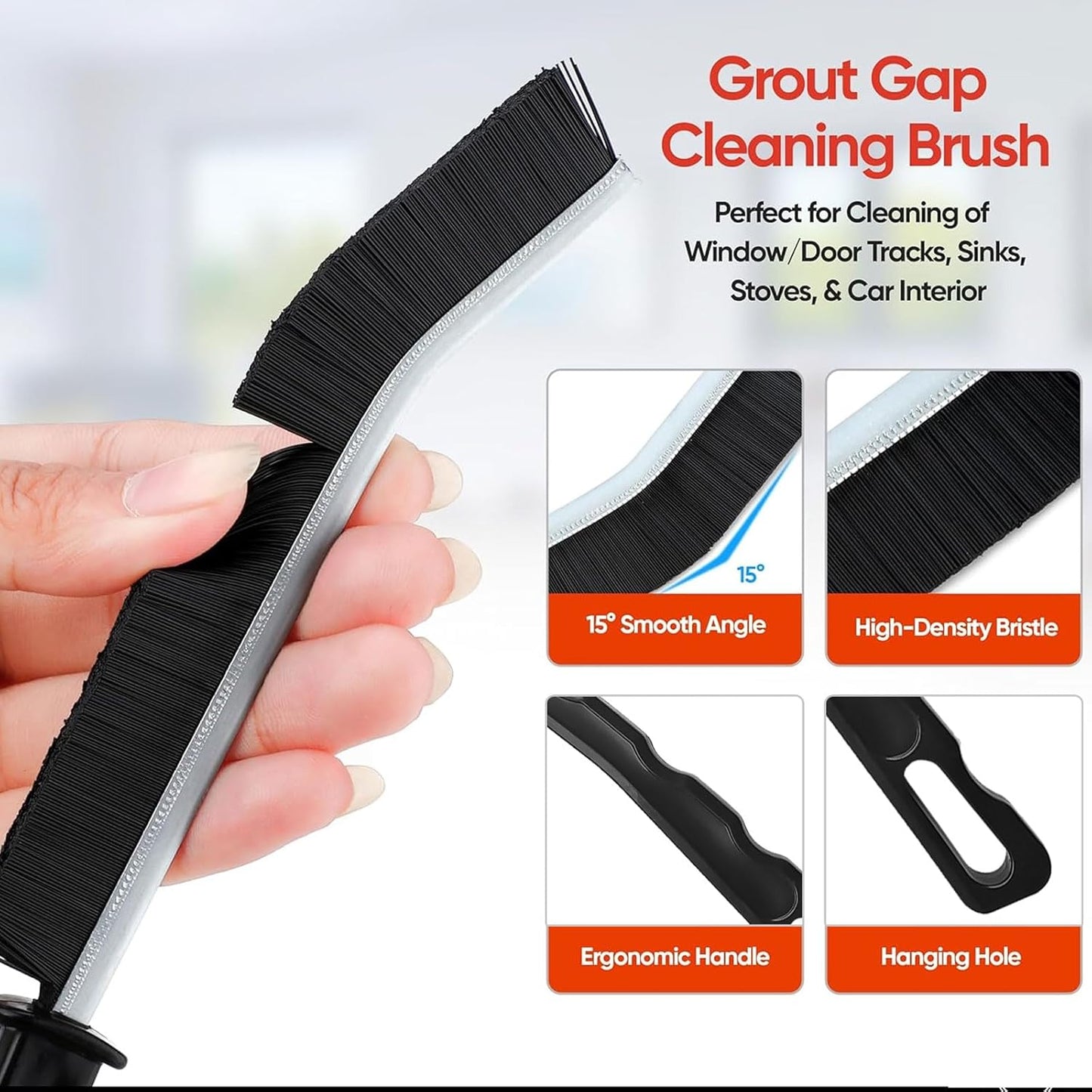 Multifunctional Crevice Cleaning Brush Set - Gap Grout Brush for Bathroom, Kitchen, Tile - Hard Bristle Detail Cleaning Tool