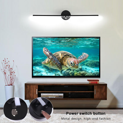 Kawell 12W Modern LED Wall Light with Switch Indoor LED Wall Sconce Hardwired LED Wall Lamp Bar with 300° Rotatable Lamp Arms for Living Room Background Wall Bedroom Hallway Aisle, Black 6000K