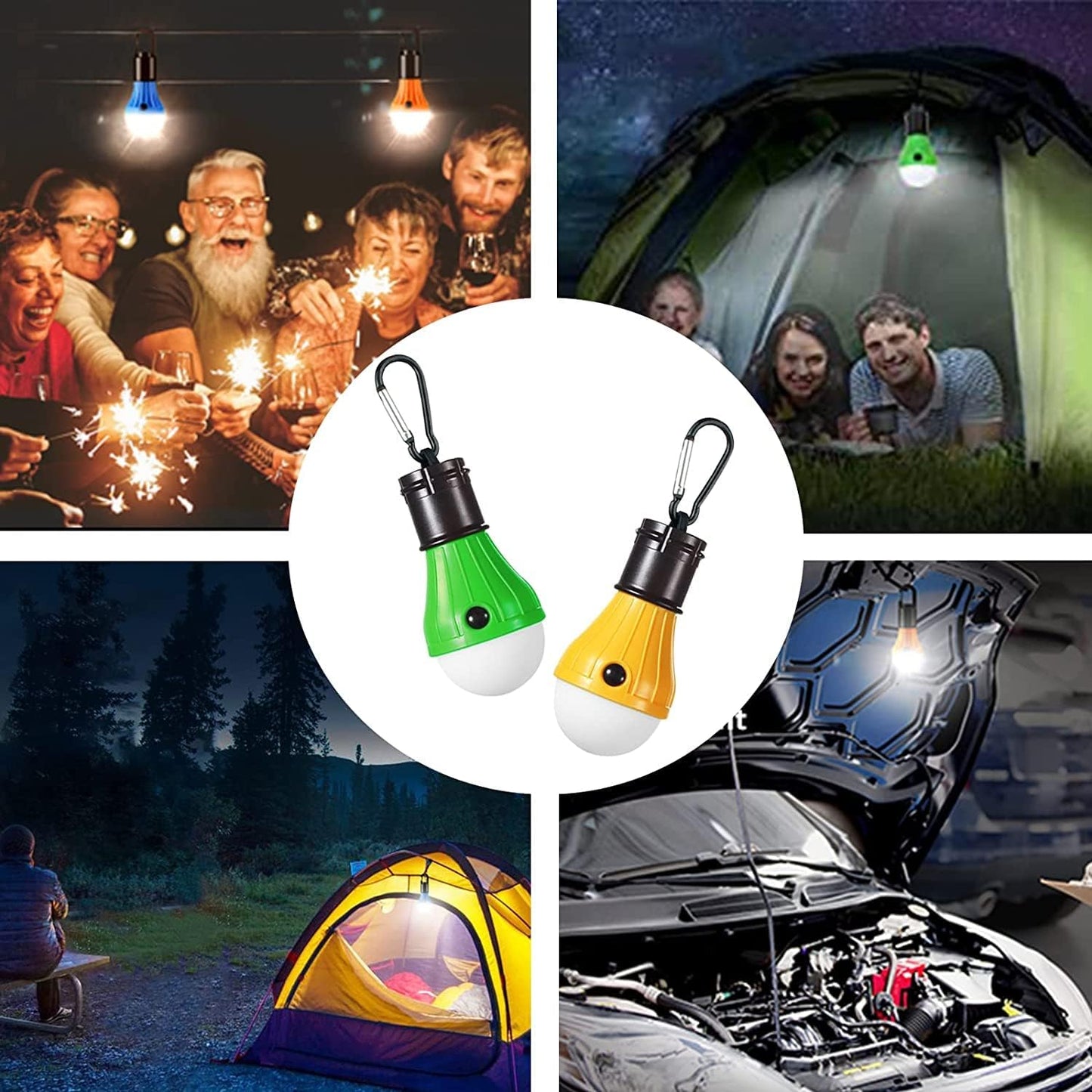 KAWELL LED Camping Tent Lantern – Portable, IPX4 Waterproof, 3 Modes, Hook Clip, Battery Powered (4 & 5 Pack)