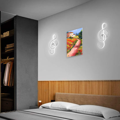 Kawell 22W Indoor LED Wall Light Modern LED Wall Sconce Light Creative Wall Lamp LED Music Symbol Art Decoration for Bedroom Living Room Cafe Lounge Stairs Corridor, White 6000K