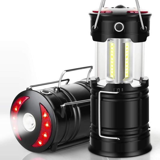 2-Pack Rechargeable LED Camping Lanterns | USB & Battery Powered, Collapsible