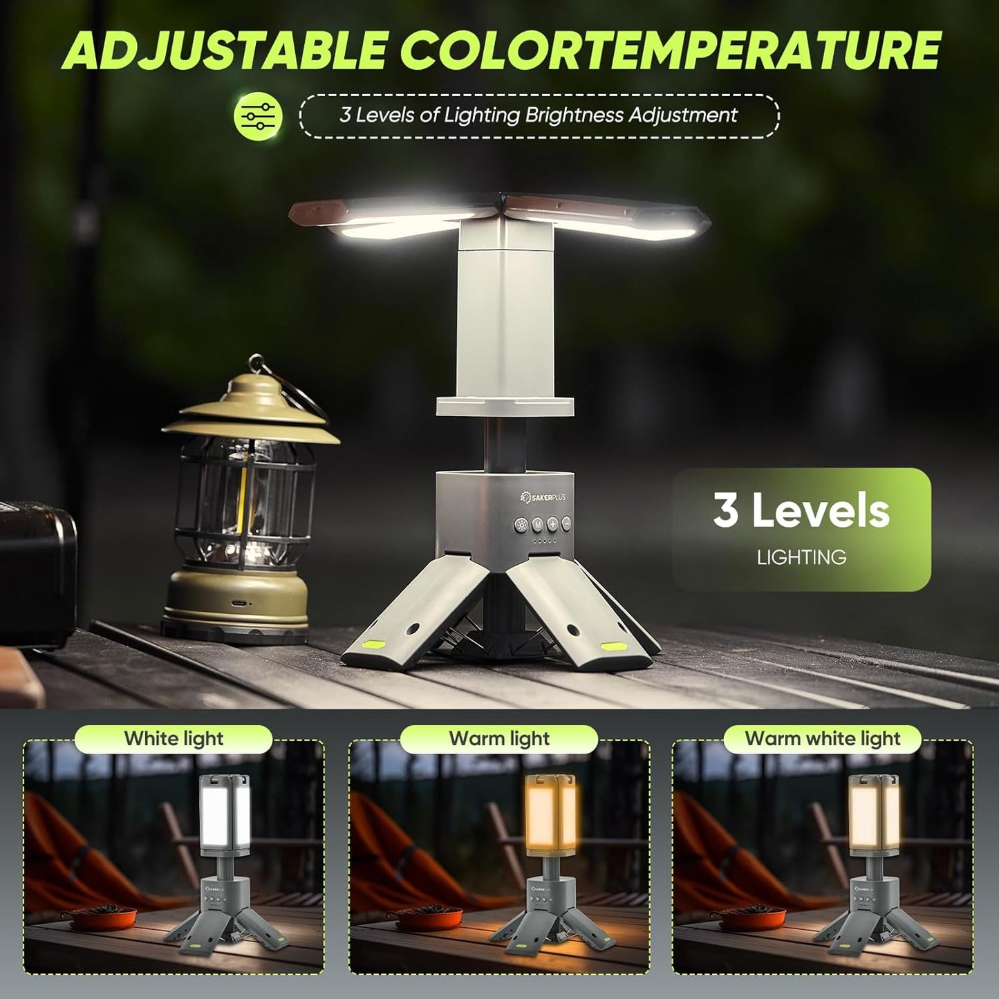 14000mAh Telescopic Camping Light | 6000LM Dimmable LED, Magnetic Base, Emergency