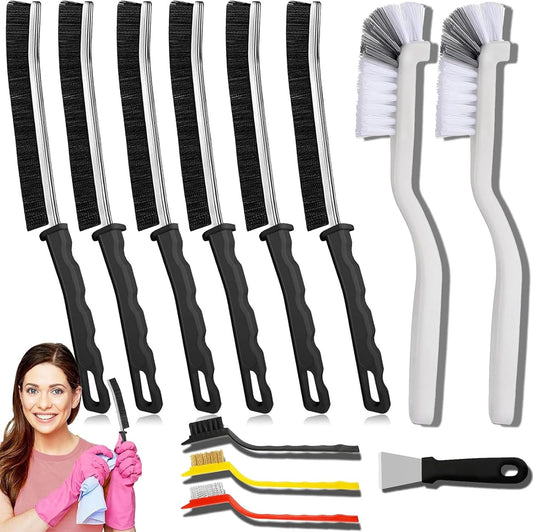 Multifunctional Crevice Cleaning Brush Set - Gap Grout Brush for Bathroom, Kitchen, Tile - Hard Bristle Detail Cleaning Tool