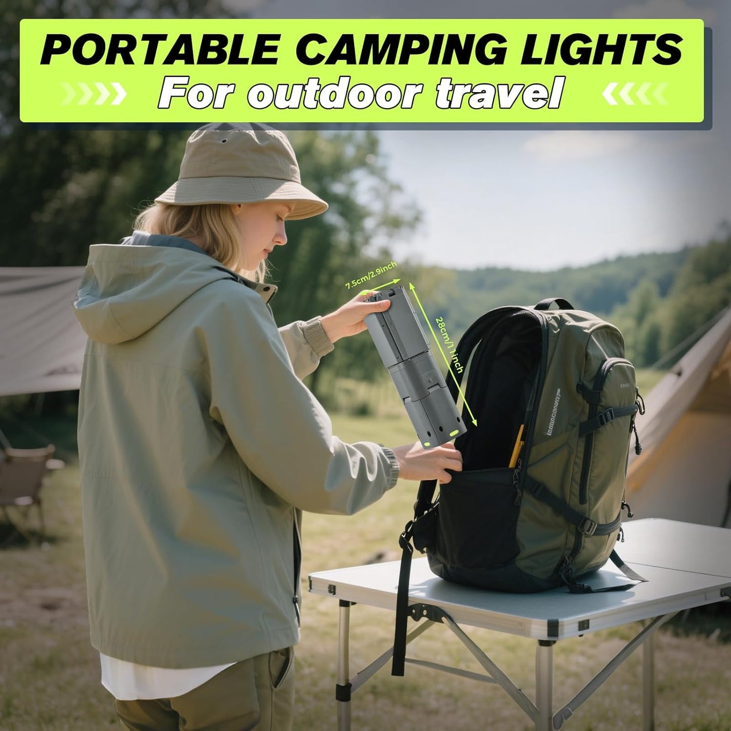 14000mAh Telescopic Camping Light | 6000LM Dimmable LED, Magnetic Base, Emergency