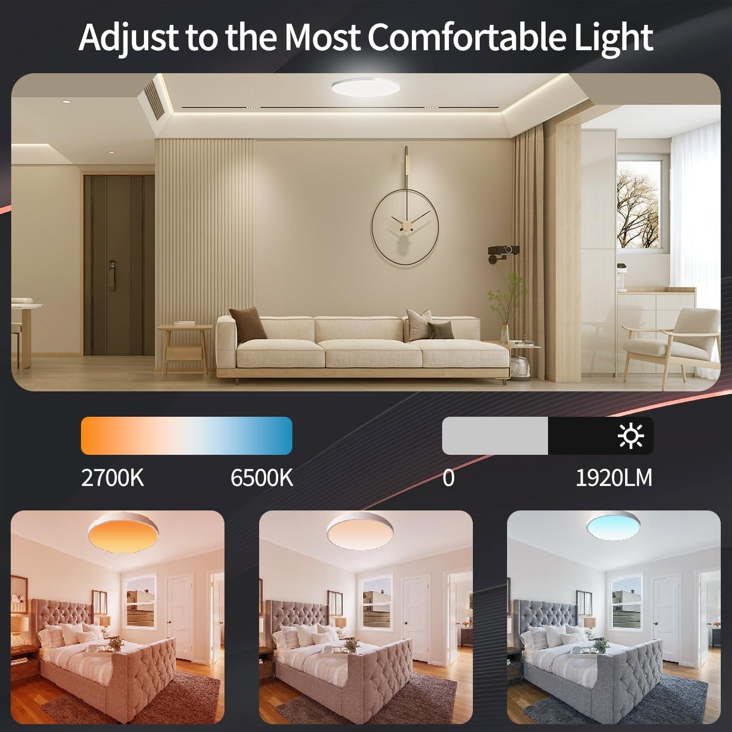 KAWELL HomeKit Smart LED Ceiling Light – RGBCW Color Changing, 24W Dimmable, Works with Apple HomeKit, Alexa & Google Home