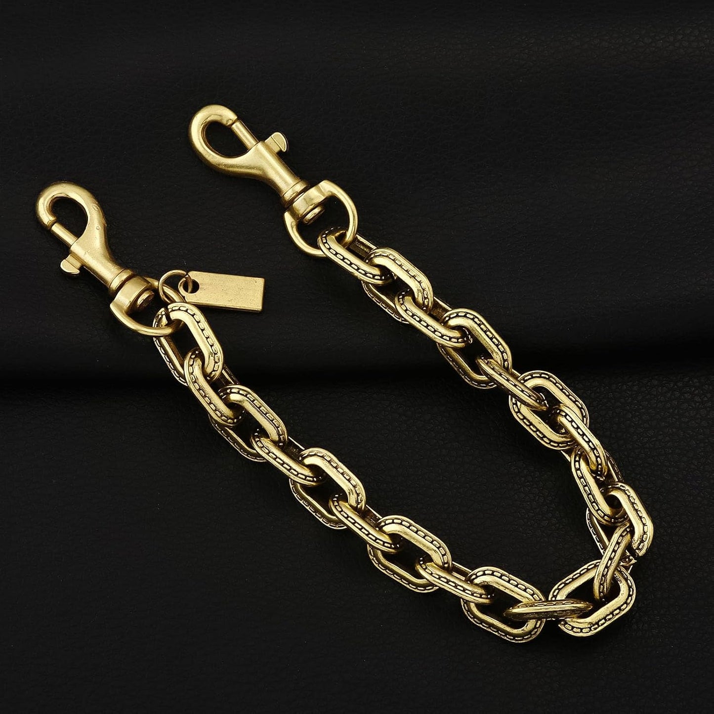 FunBoat Chunky Decorative Purse Chain with Double Clips - Short Antique Gold Bag Accent for Handbags & Totes
