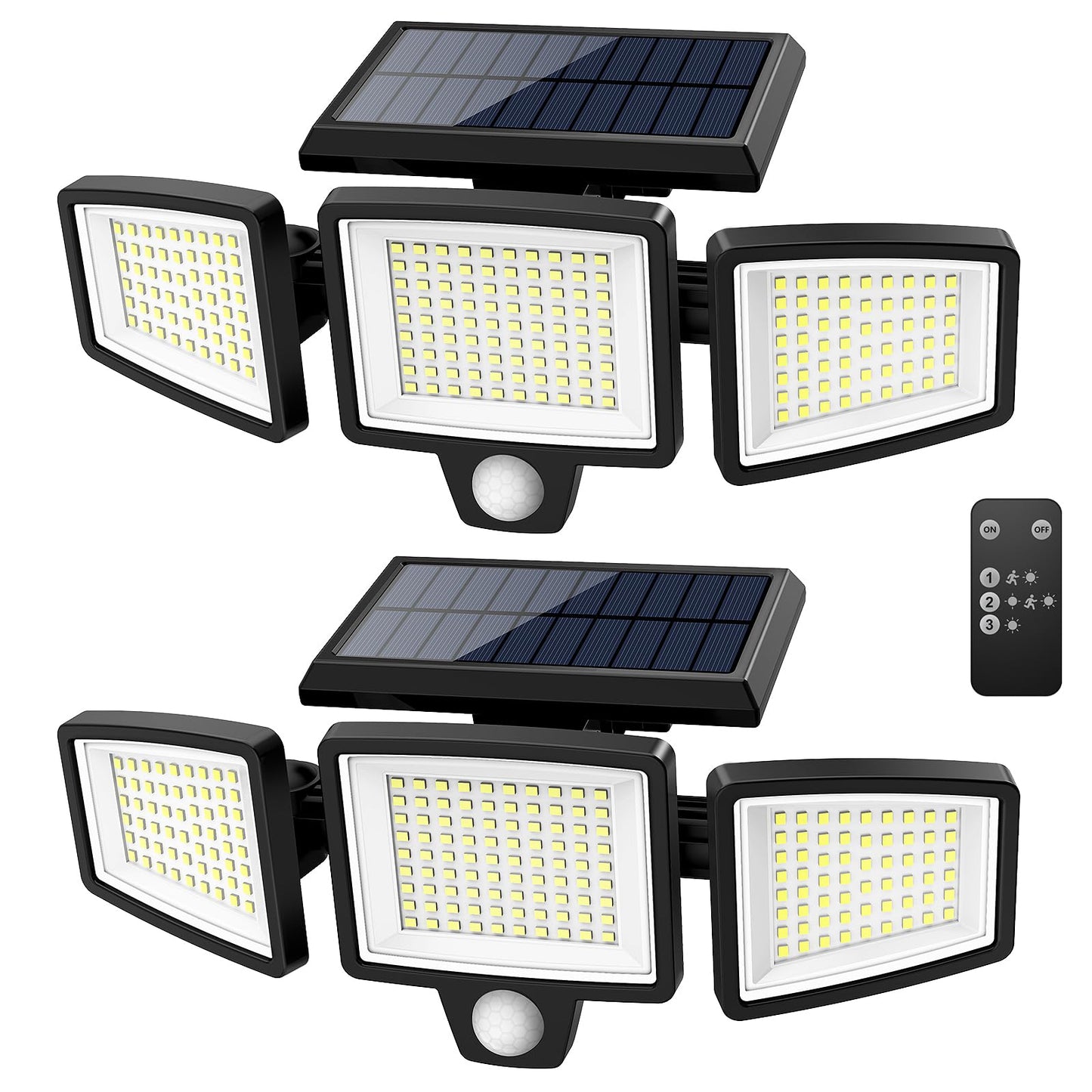 KAWELL Solar Outdoor Security Light 2500LM – 210 LED, 3-Head, Remote Control, 270° Motion Sensor, IP65 Waterproof