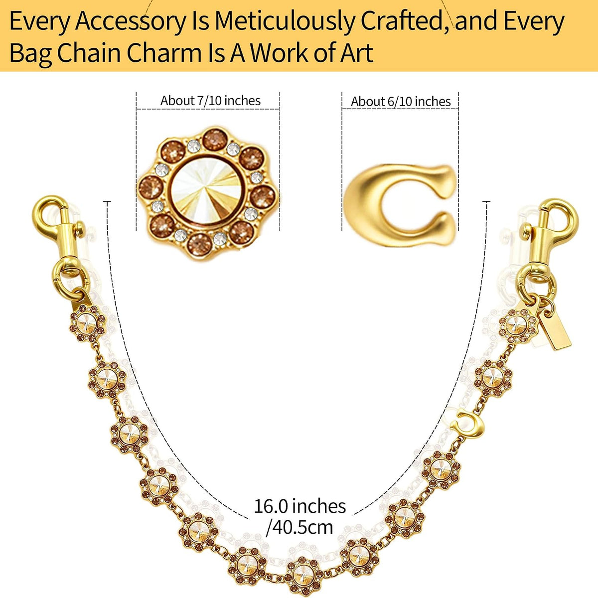 Bag Chain Charm for Handbag, Rhinestone Motif Chains Bag Charm, Purse Charms Totes Charm Chain Extender