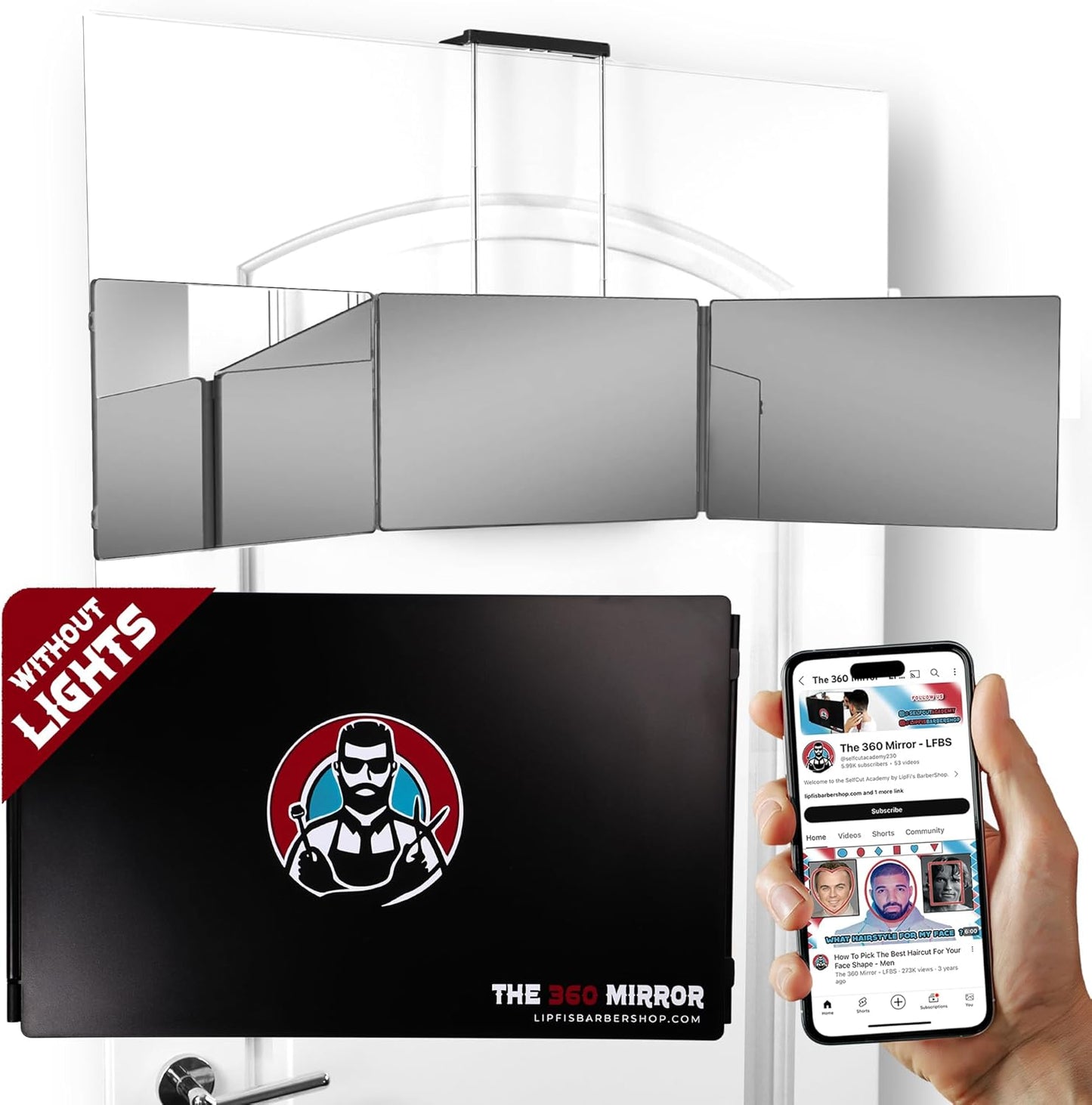 KAWELL 360 Mirror – 3-Way Trifold Mirror for Self Hair Cutting | Adjustable Barber Mirror for Men & Women | DIY Haircut System