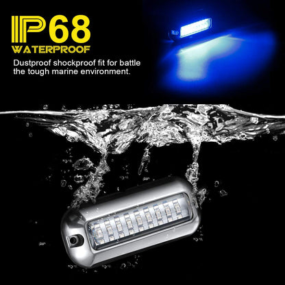 Kawell 27 LED LED Underwater Boat Yacht Lights Waterproof IP68 SUS316 Stainless Steel Pontoon Marine Transom Lights for Swiming Driving Fishing 2pcs Blue Lights