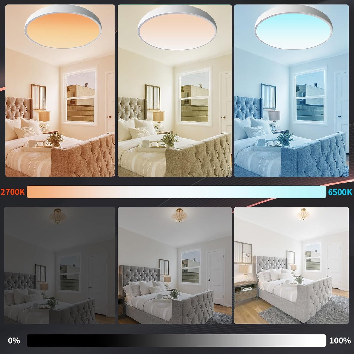 KAWELL HomeKit Smart LED Ceiling Light – RGBCW Color Changing, 24W Dimmable, Works with Apple HomeKit, Alexa & Google Home