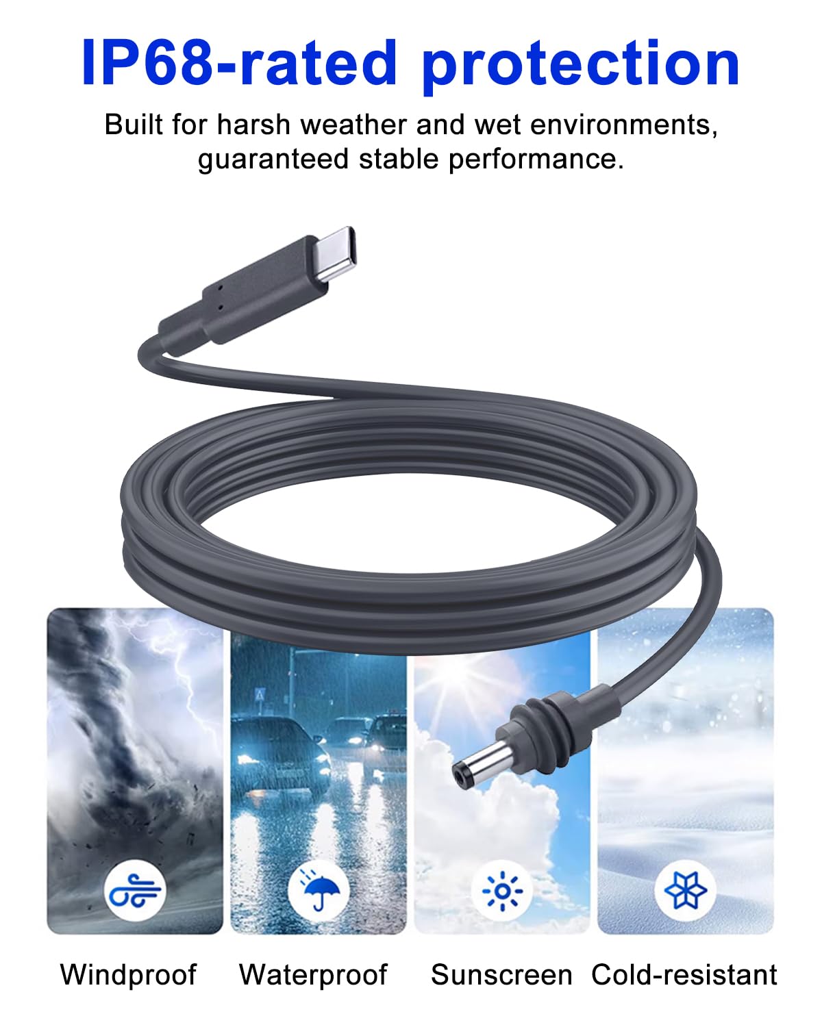 Starlink Mini Power Cable 3.3FT USB-C to DC5521, Waterproof Outdoor Cable for Satellite Internet,20AWG Heavy Duty 20V Cord with Surge Protection&IP68 Rating, Suitable for RVs, Camping, Off-Roading