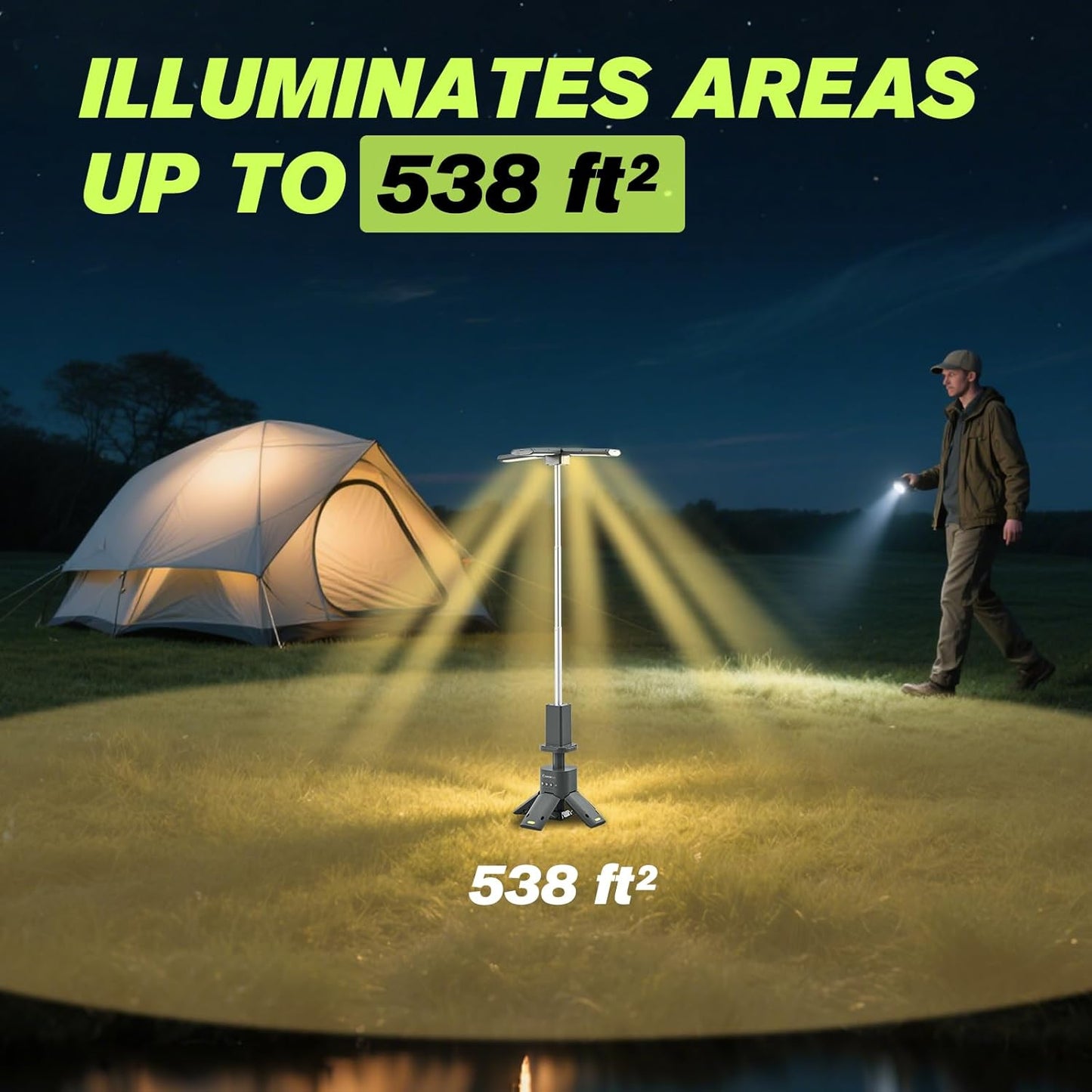 14000mAh Telescopic Camping Light | 6000LM Dimmable LED, Magnetic Base, Emergency