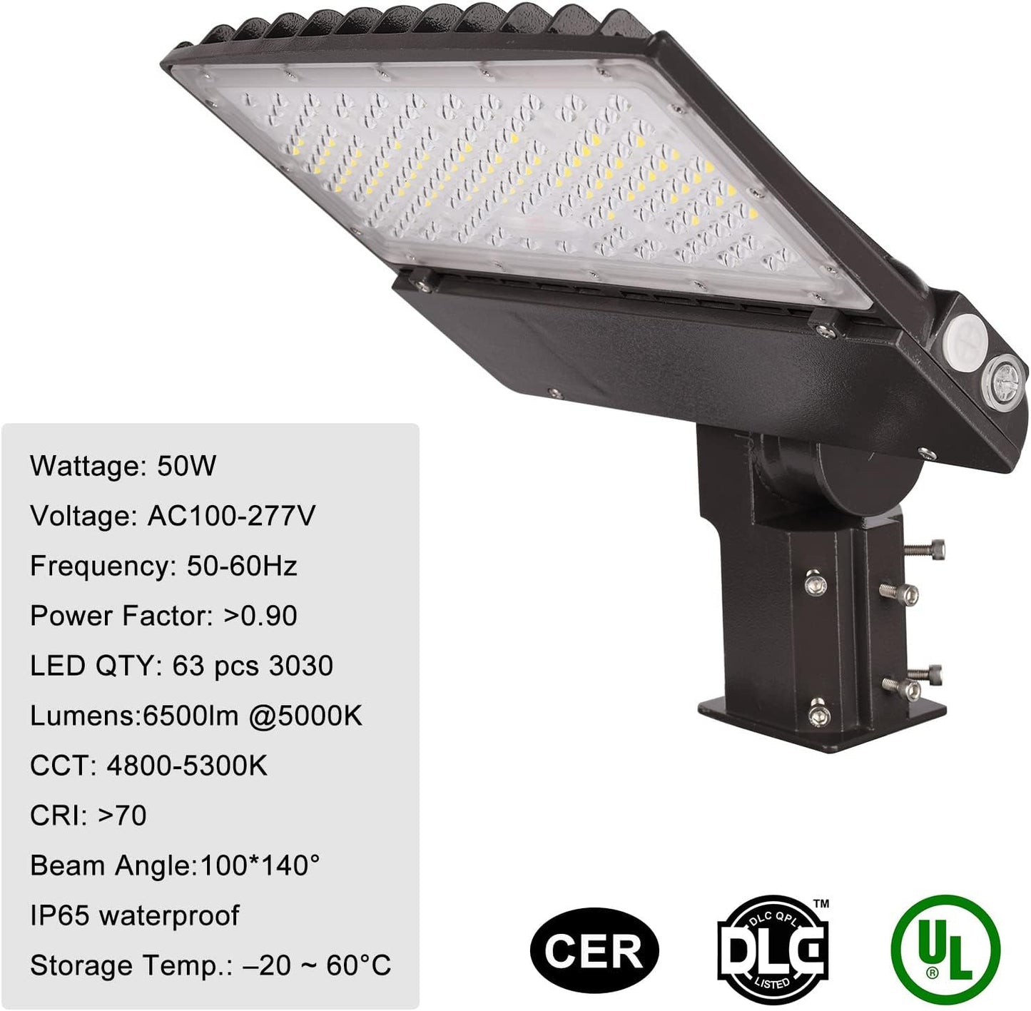 KAWELL 100W LED Parking Lot Light - 13000LM Dimmable Shoebox Lighting 5000K