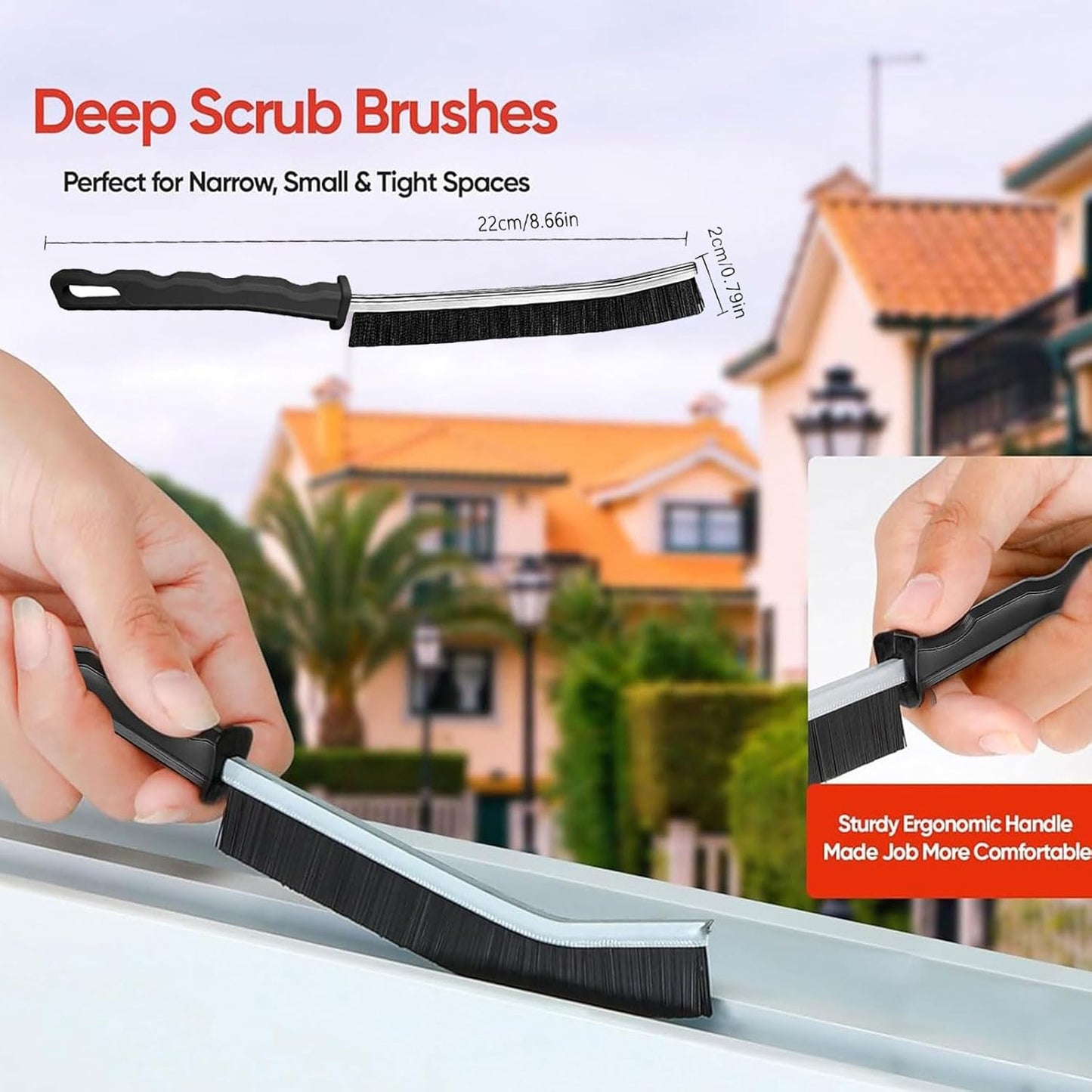 Multifunctional Crevice Cleaning Brush Set - Gap Grout Brush for Bathroom, Kitchen, Tile - Hard Bristle Detail Cleaning Tool