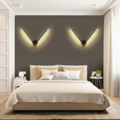 Kawell 12W Modern LED Wall Light with Switch Indoor LED Wall Sconce Hardwired LED Wall Lamp Bar with 300° Rotatable Lamp Arms for Living Room Background Wall Bedroom Hallway Aisle, Black 3000K
