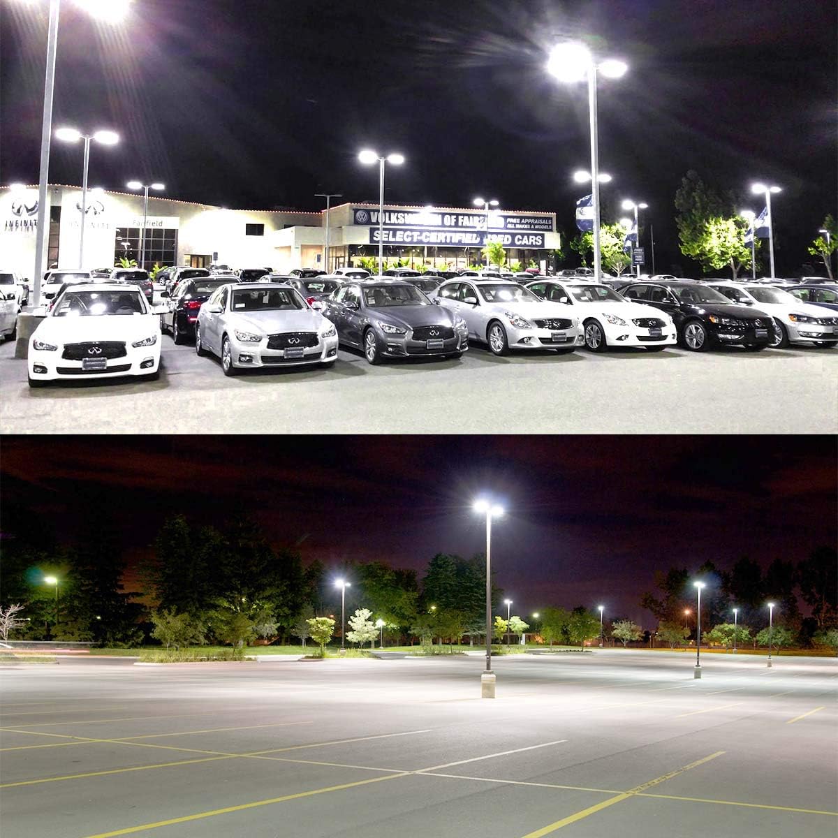 KAWELL 100W LED Parking Lot Light - 12000LM Commercial Outdoor Shoebox Lighting 5000K