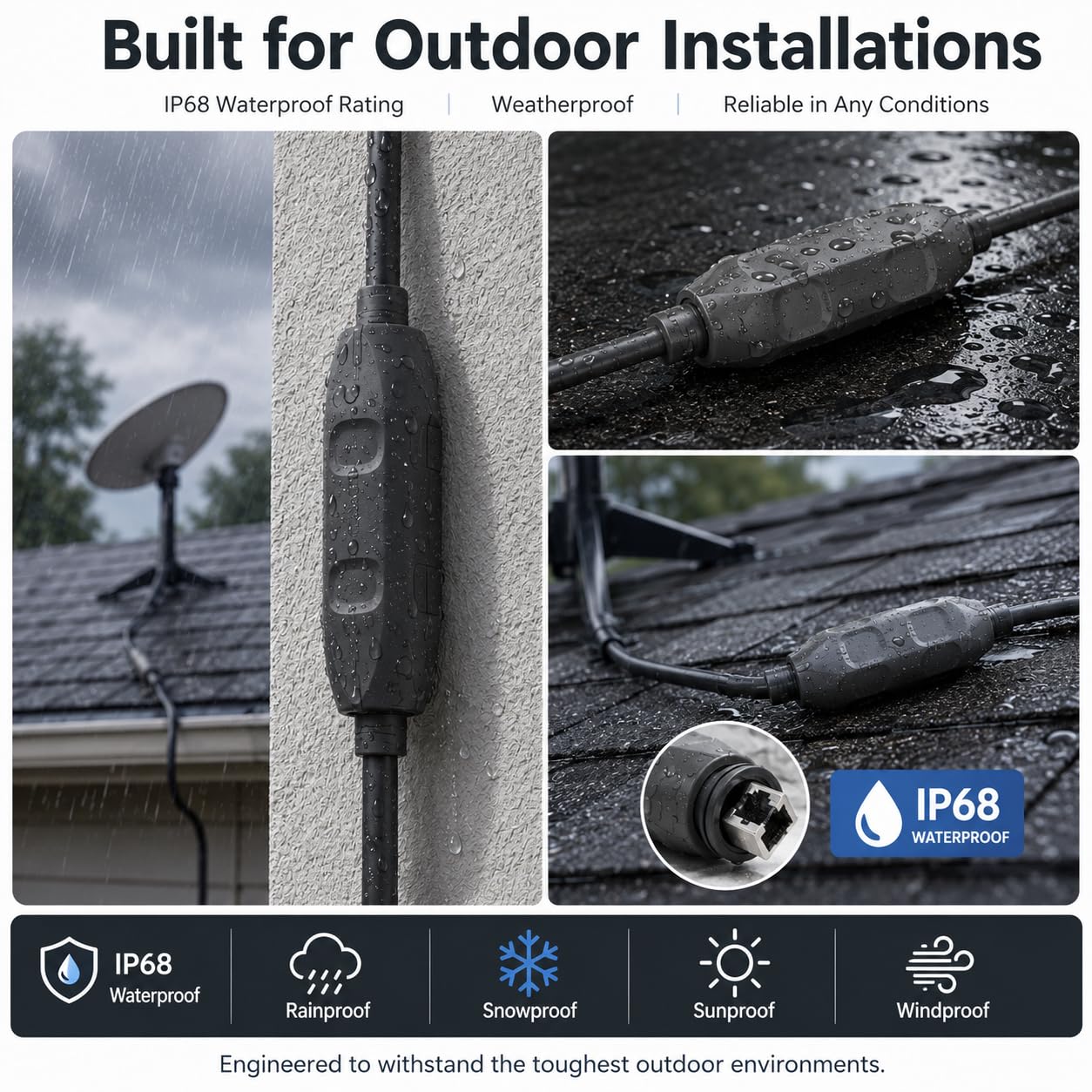 Starlink Gen 3 & Mini Cable Coupler — IP68 Waterproof RJ45 Extender, Plug & Play